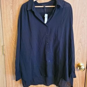 Banana Republic Factory, Black Linen Button-down Longsleeve Blouse, NWT